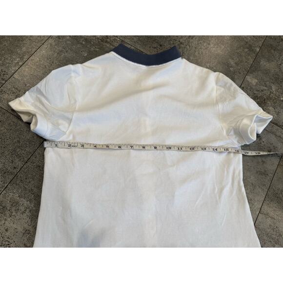 Peserico Tricot Poplin Short Sleeve White Shirt Blue Collar 42 US Medium Ribbed - Picture 10 of 11
